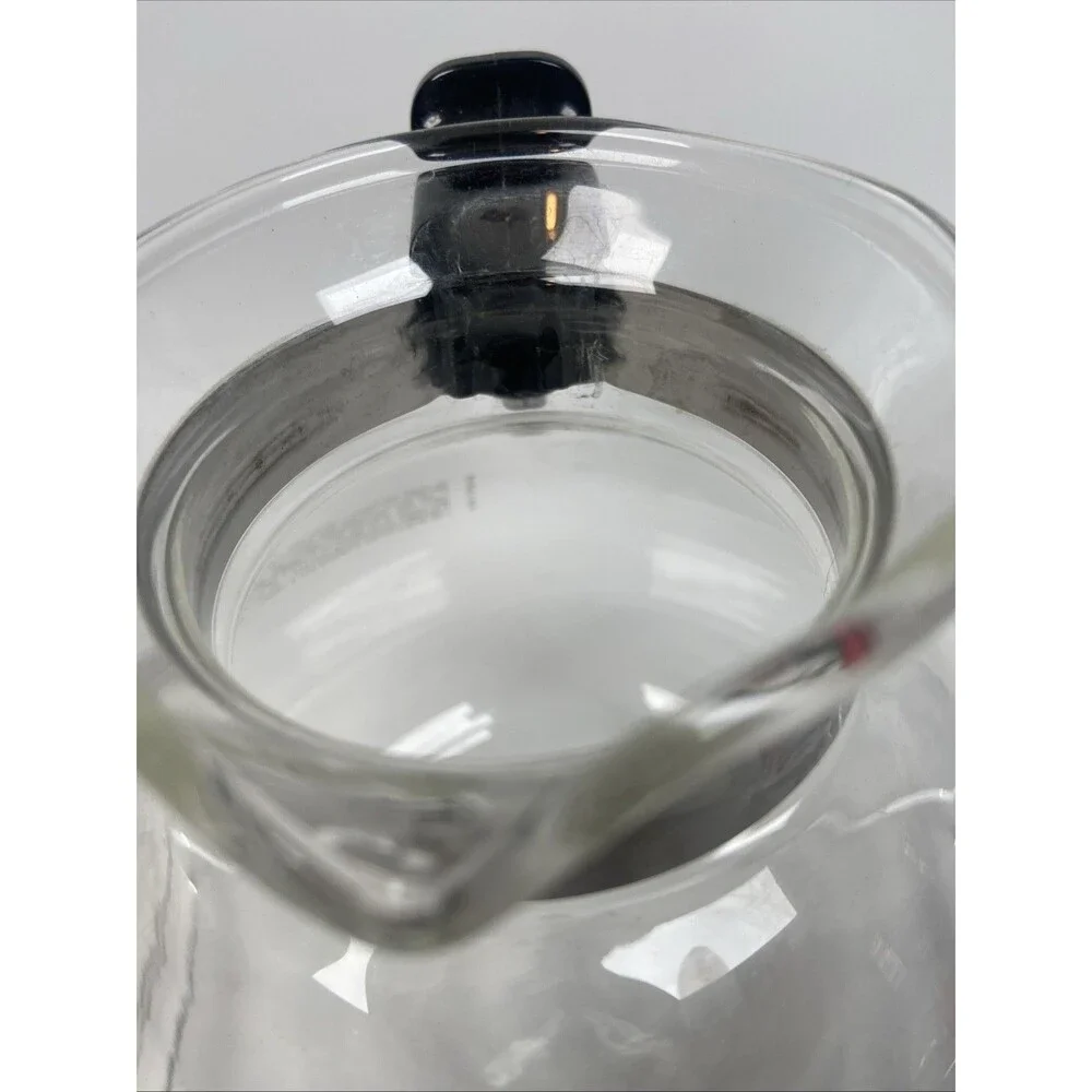 Vintage Gemco The Whistler Glass Coffee Tea Pot  Carafe 10 Cup Black Handle
